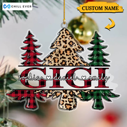 Merry Christmas Trees Grandma And Kids Acrylic Ornament CTH01