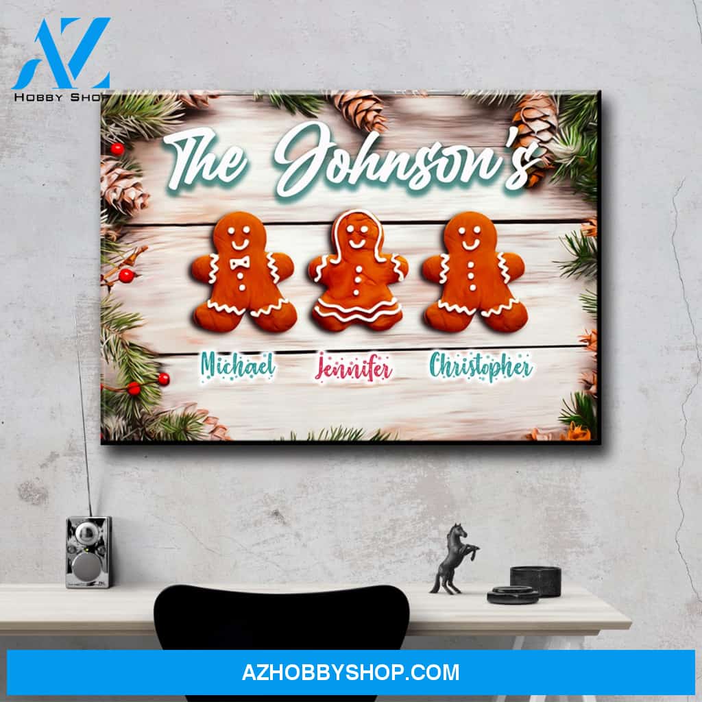 Gingerbread Family Multi-Names Premium Canvas