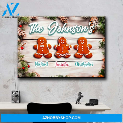 Gingerbread Family Multi-Names Premium Canvas