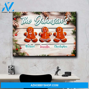 Gingerbread Family Multi-Names Premium Canvas