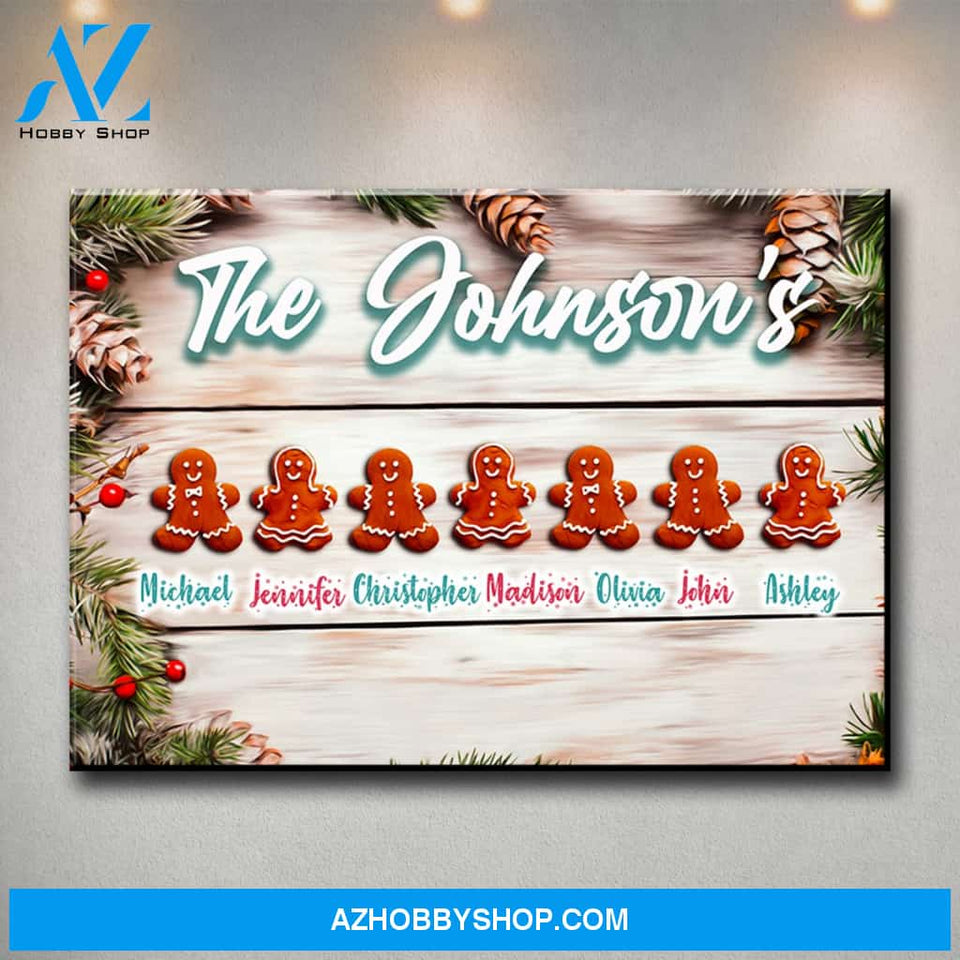 Gingerbread Family Multi-Names Premium Canvas