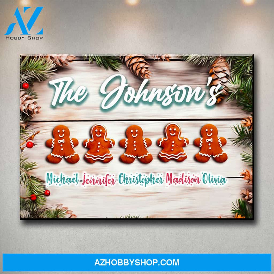 Gingerbread Family Multi-Names Premium Canvas