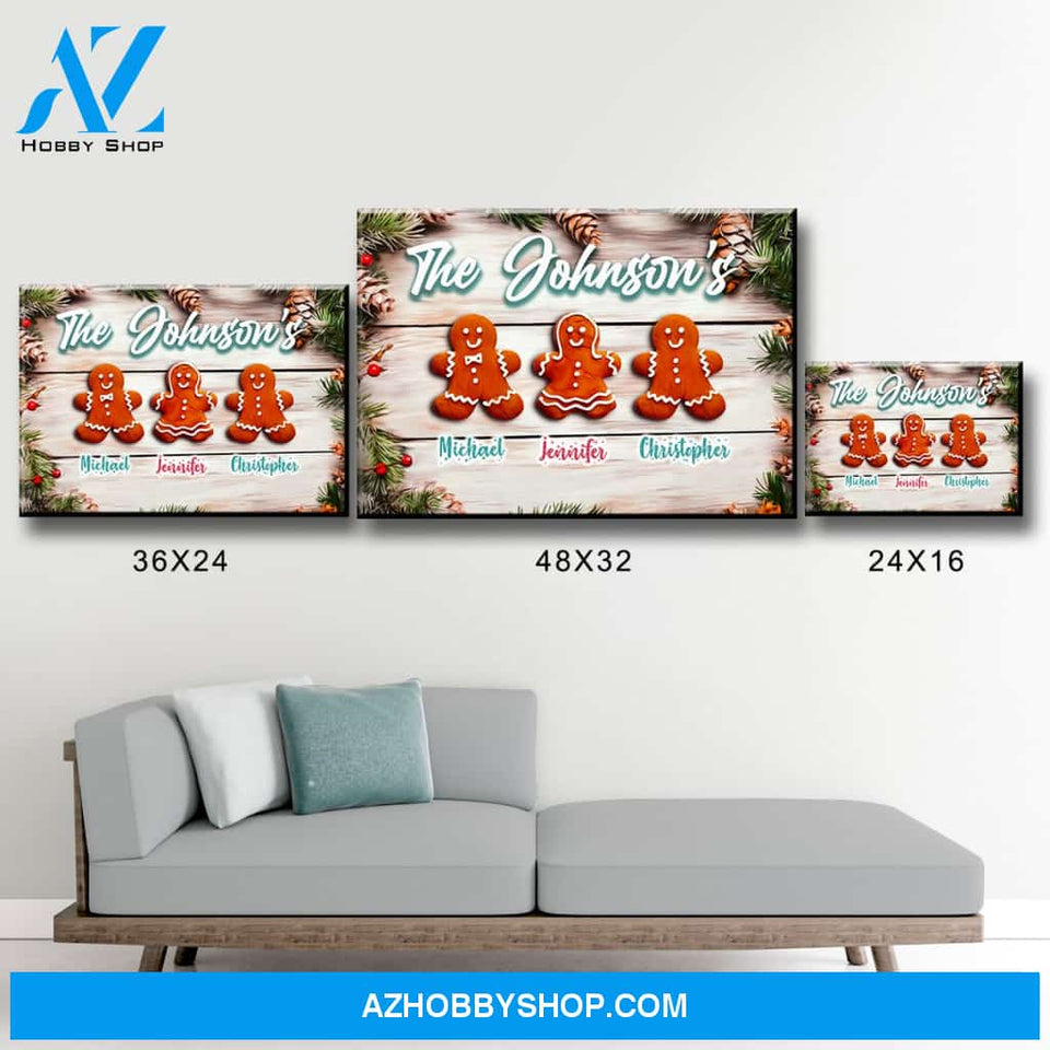 Gingerbread Family Multi-Names Premium Canvas