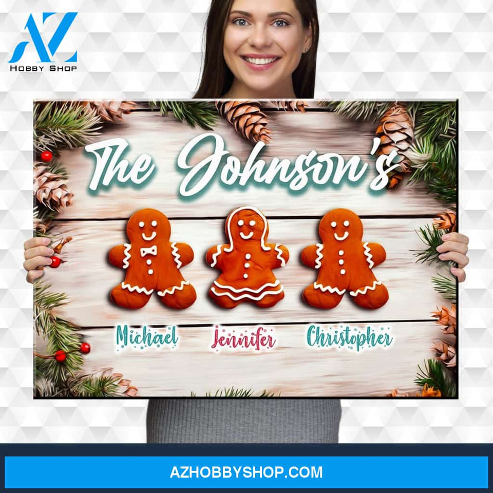 Gingerbread Family Multi-Names Premium Canvas