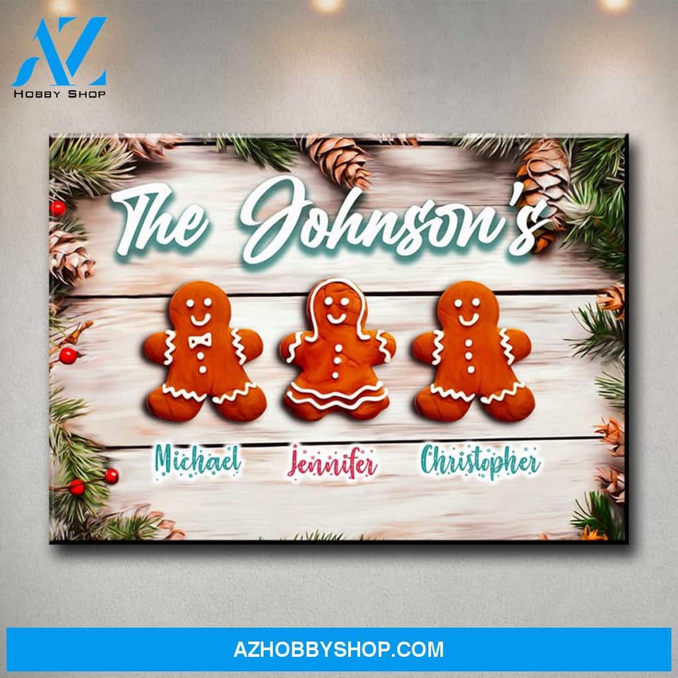 Gingerbread Family Multi-Names Premium Canvas