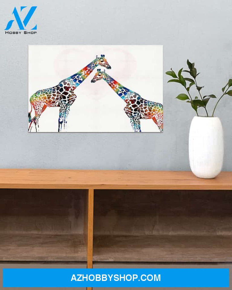 Giraffe Couple Canvas Prints, Wall Decor Visual Art