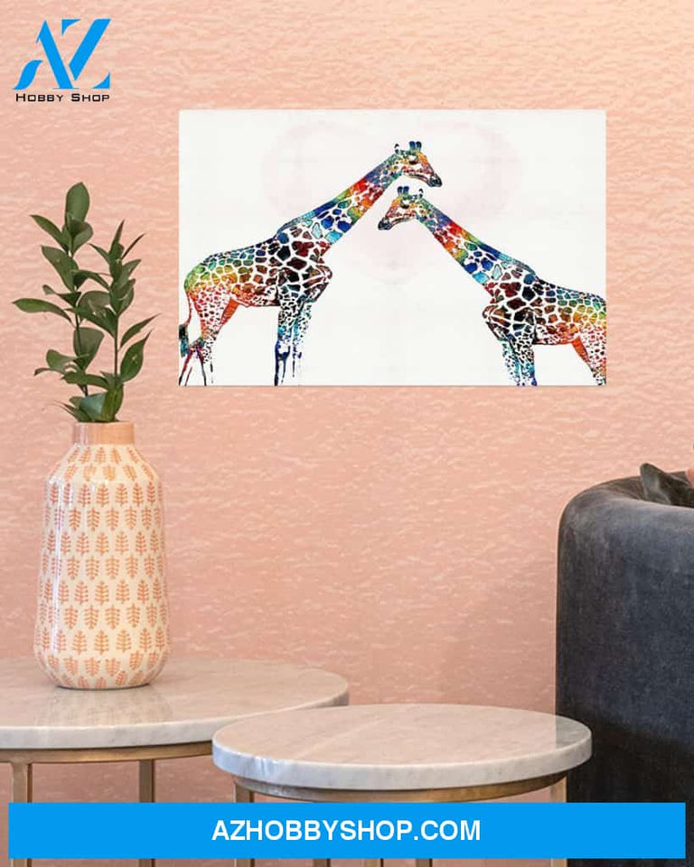 Giraffe Couple Canvas Prints, Wall Decor Visual Art