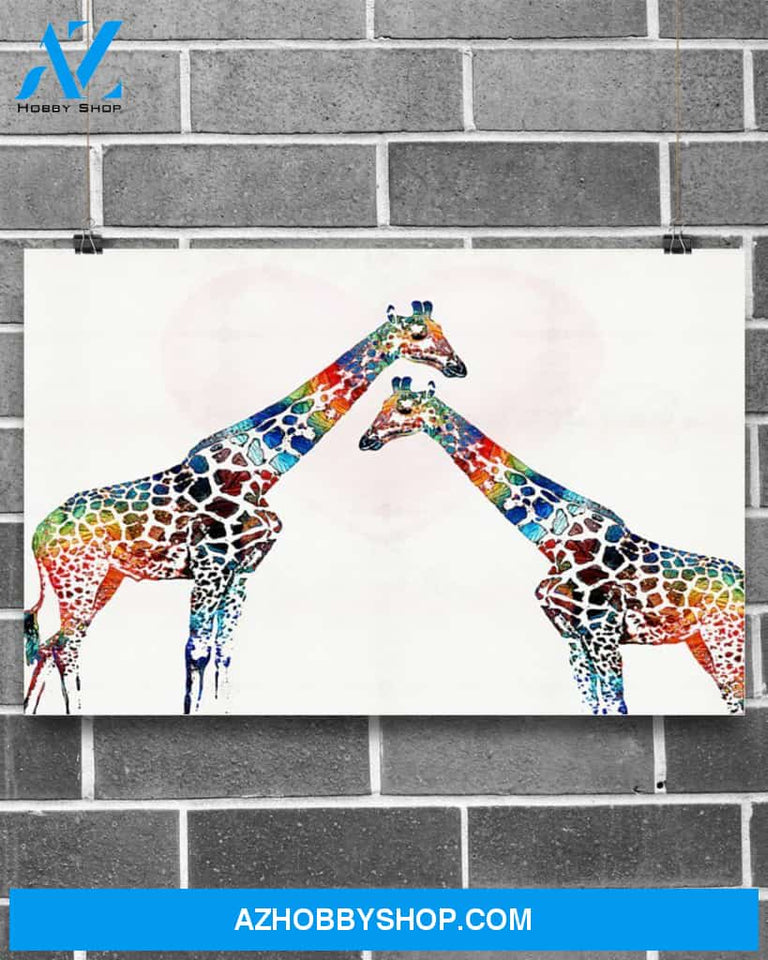 Giraffe Couple Canvas Prints, Wall Decor Visual Art