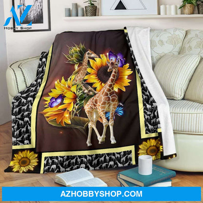 Giraffe dark sunflower Fleece Blanket