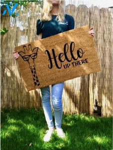 Giraffe Doormat | Custom Doormat | Funny Doormat | Gift Ideas | Hello, Up there | Door mat | Giraffe | Welcome Mat | Christmas Gifts