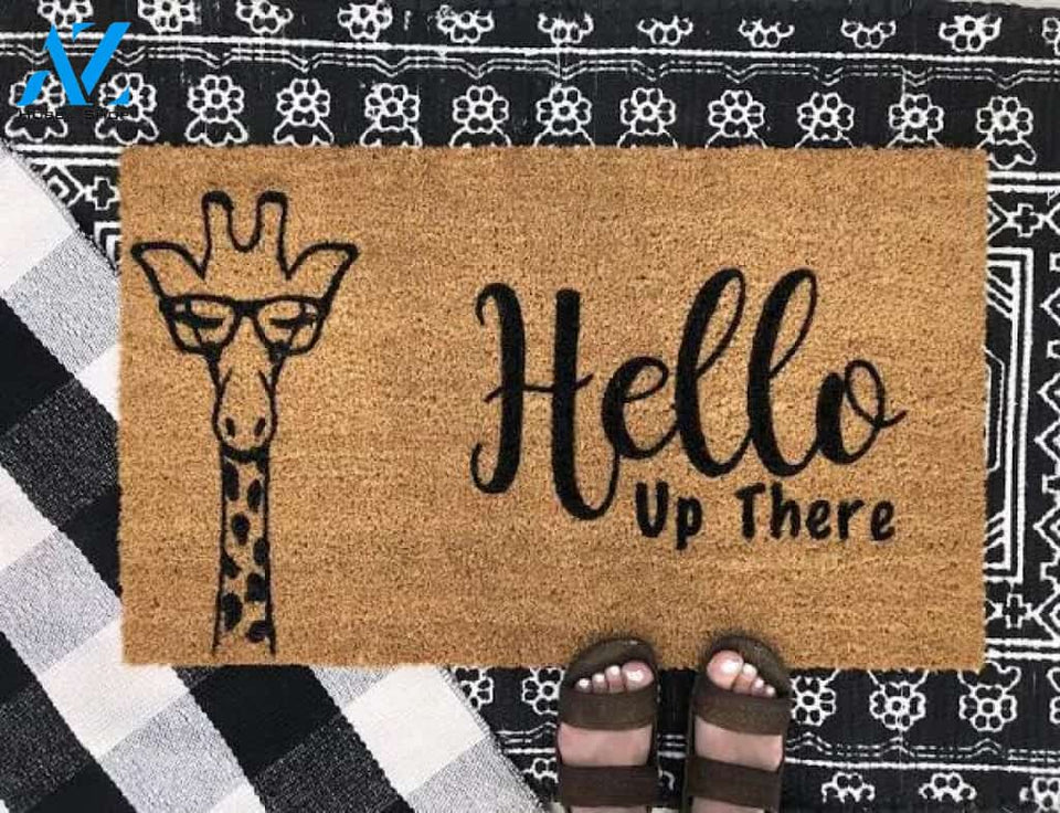 Giraffe Doormat | Custom Doormat | Funny Doormat | Gift Ideas | Hello, Up there | Door mat | Giraffe | Welcome Mat | Christmas Gifts