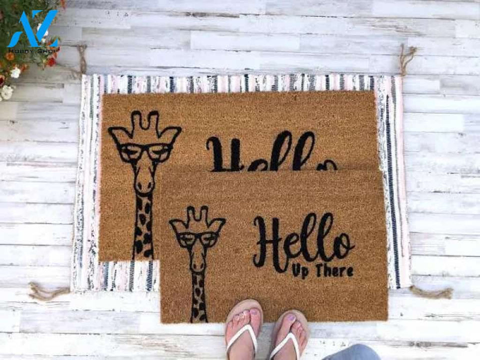 Giraffe Doormat | Custom Doormat | Funny Doormat | Gift Ideas | Hello, Up there | Door mat | Giraffe | Welcome Mat | Christmas Gifts