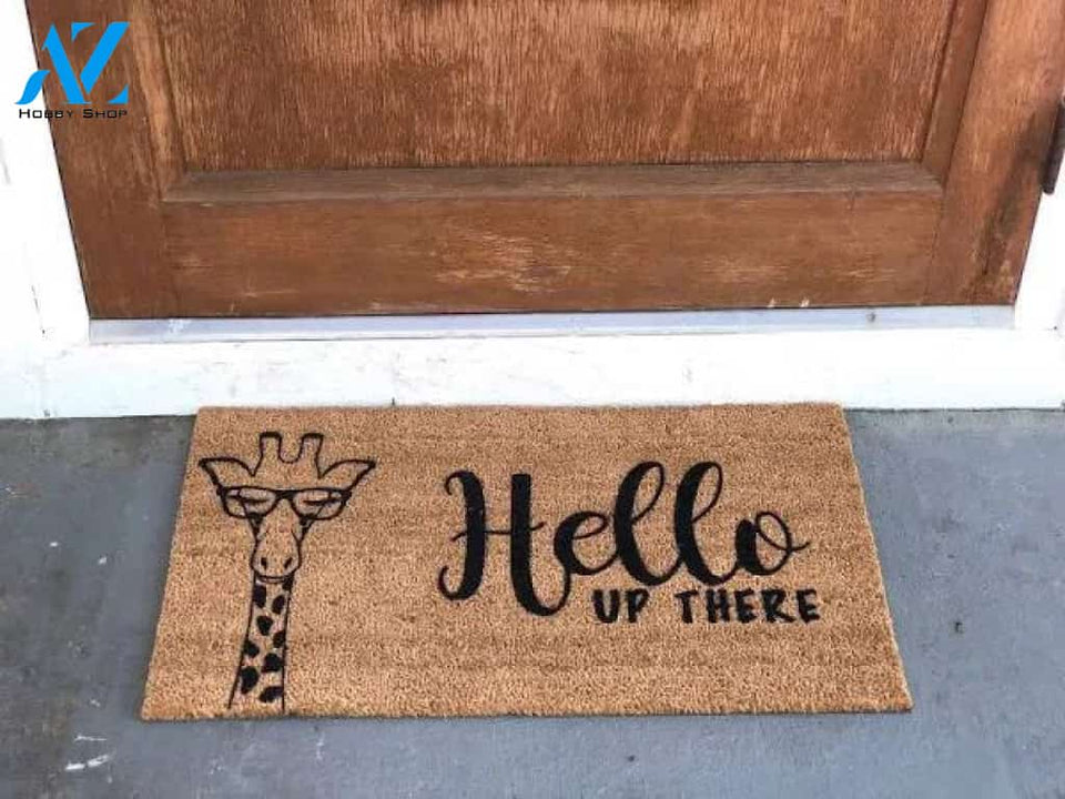 Giraffe Doormat | Custom Doormat | Funny Doormat | Gift Ideas | Hello, Up there | Door mat | Giraffe | Welcome Mat | Christmas Gifts