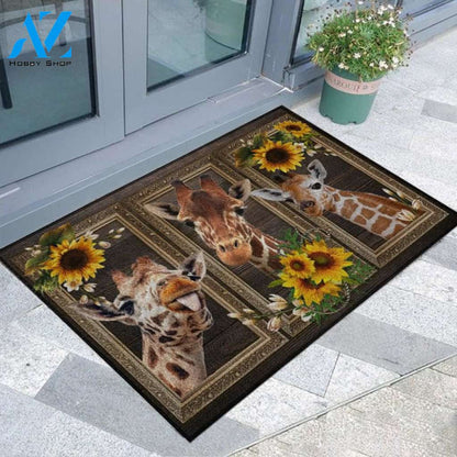 Giraffe Doormat, Funny Giraffe Doormat, Sunflower Doormat, Funny Doormat, Welcome Mat, Hello Doormat, Pet Doormat, Home Doormat