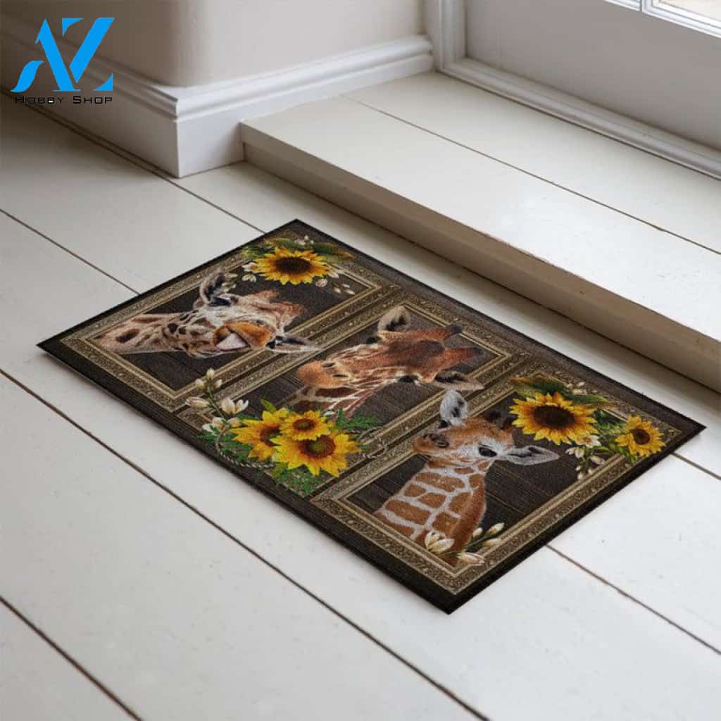 Giraffe Doormat, Funny Giraffe Doormat, Sunflower Doormat, Funny Doormat, Welcome Mat, Hello Doormat, Pet Doormat, Home Doormat