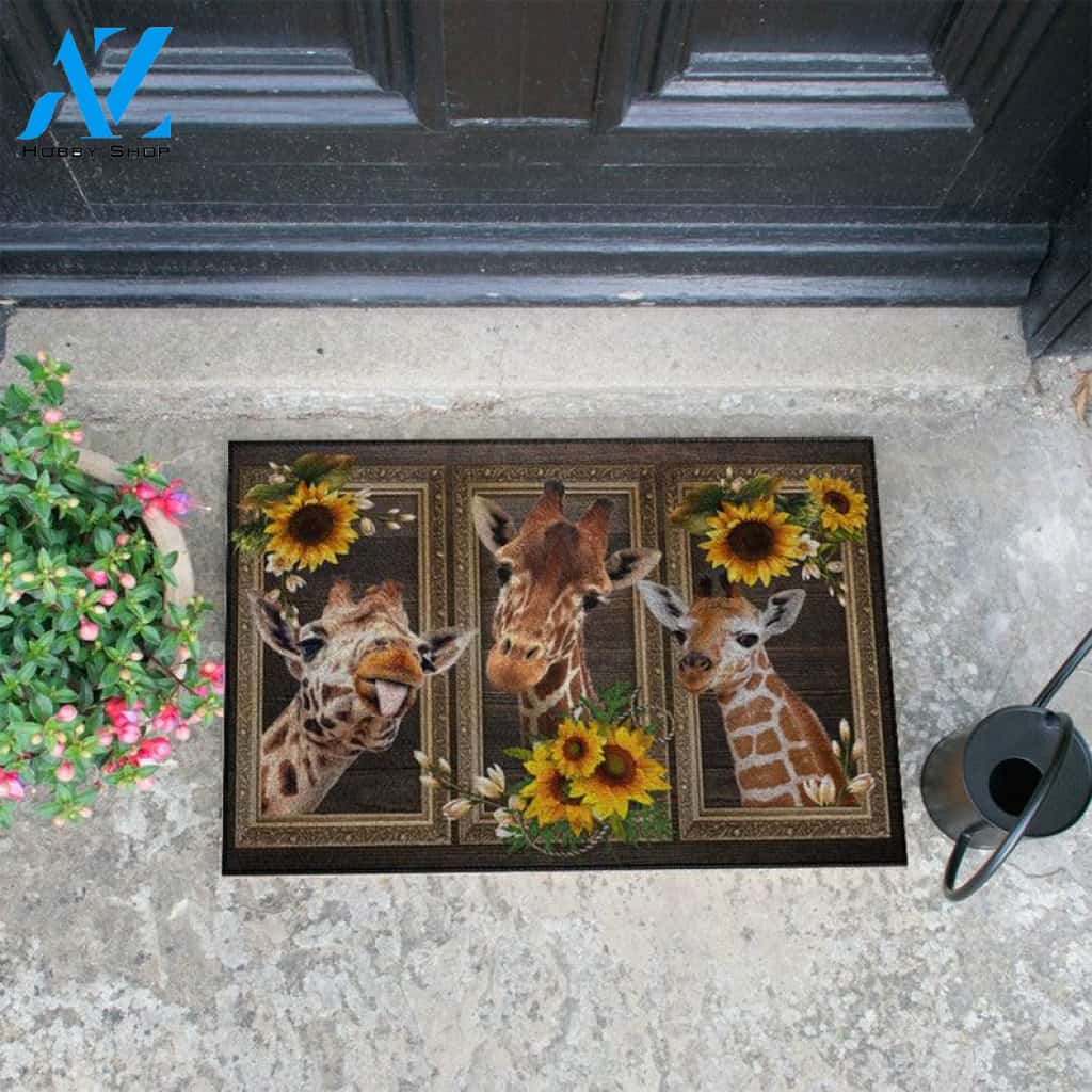 Giraffe Doormat, Funny Giraffe Doormat, Sunflower Doormat, Funny Doormat, Welcome Mat, Hello Doormat, Pet Doormat, Home Doormat