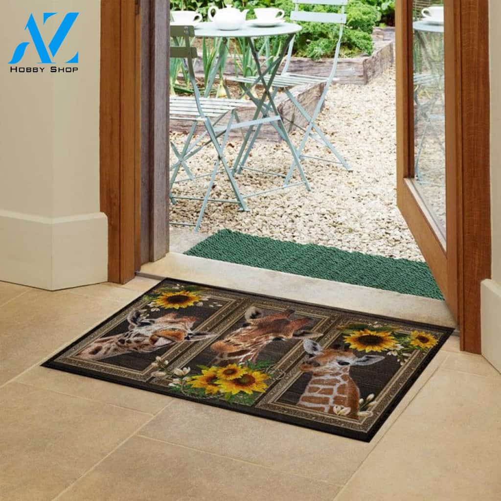 Giraffe Doormat, Funny Giraffe Doormat, Sunflower Doormat, Funny Doormat, Welcome Mat, Hello Doormat, Pet Doormat, Home Doormat
