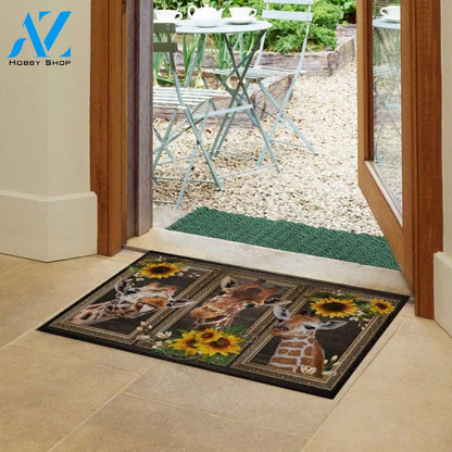 Giraffe Doormat, Funny Giraffe Doormat, Sunflower Doormat, Funny Doormat, Welcome Mat, Hello Doormat, Pet Doormat, Home Doormat