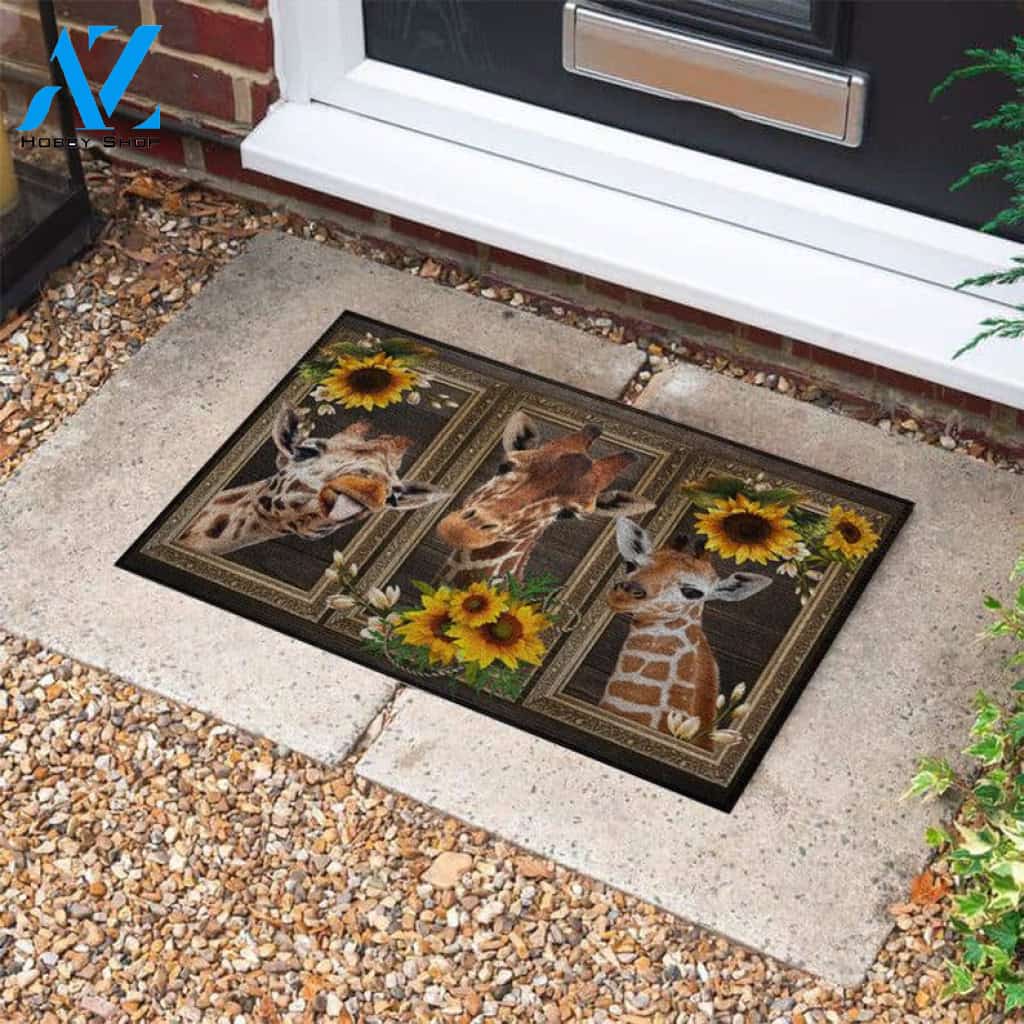 Giraffe Doormat, Funny Giraffe Doormat, Sunflower Doormat, Funny Doormat, Welcome Mat, Hello Doormat, Pet Doormat, Home Doormat