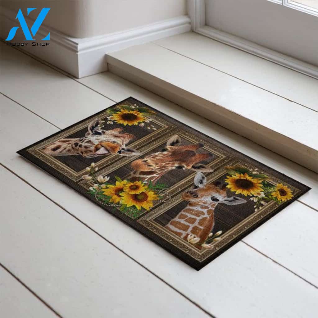 Giraffe Doormat, Funny Giraffe Doormat, Sunflower Doormat, Funny Doormat, Welcome Mat, Hello Doormat, Pet Doormat, Home Doormat