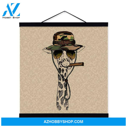 Giraffe Face Gentleman Animal Portrait Hippie Military A4 Print Picture Poster Scroll Home Full Hd Personalized Customized Canvas Art Wall Art Wall Decor