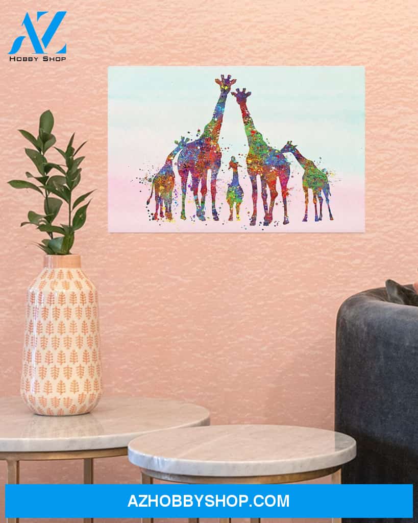Giraffe Family Art Canvas, Wall Decor Visual Art