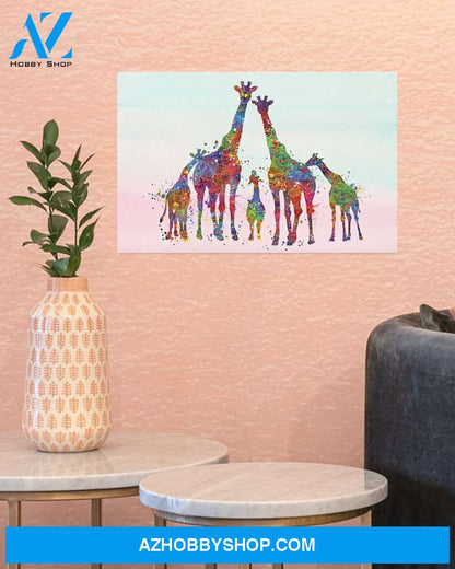 Giraffe Family Art Canvas, Wall Decor Visual Art