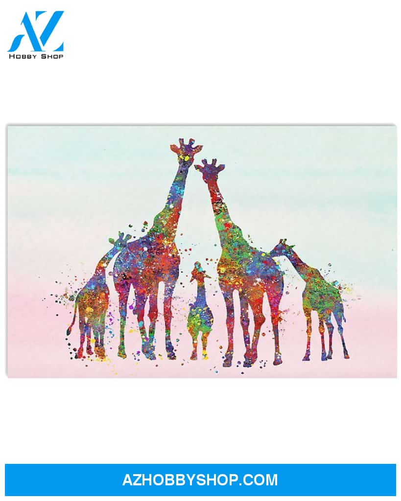 Giraffe Family Art Canvas, Wall Decor Visual Art