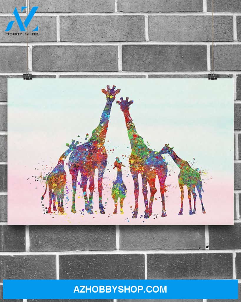 Giraffe Family Art Canvas, Wall Decor Visual Art
