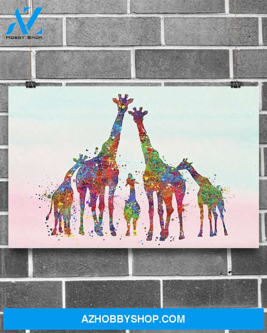 Giraffe Family Art Canvas, Wall Decor Visual Art