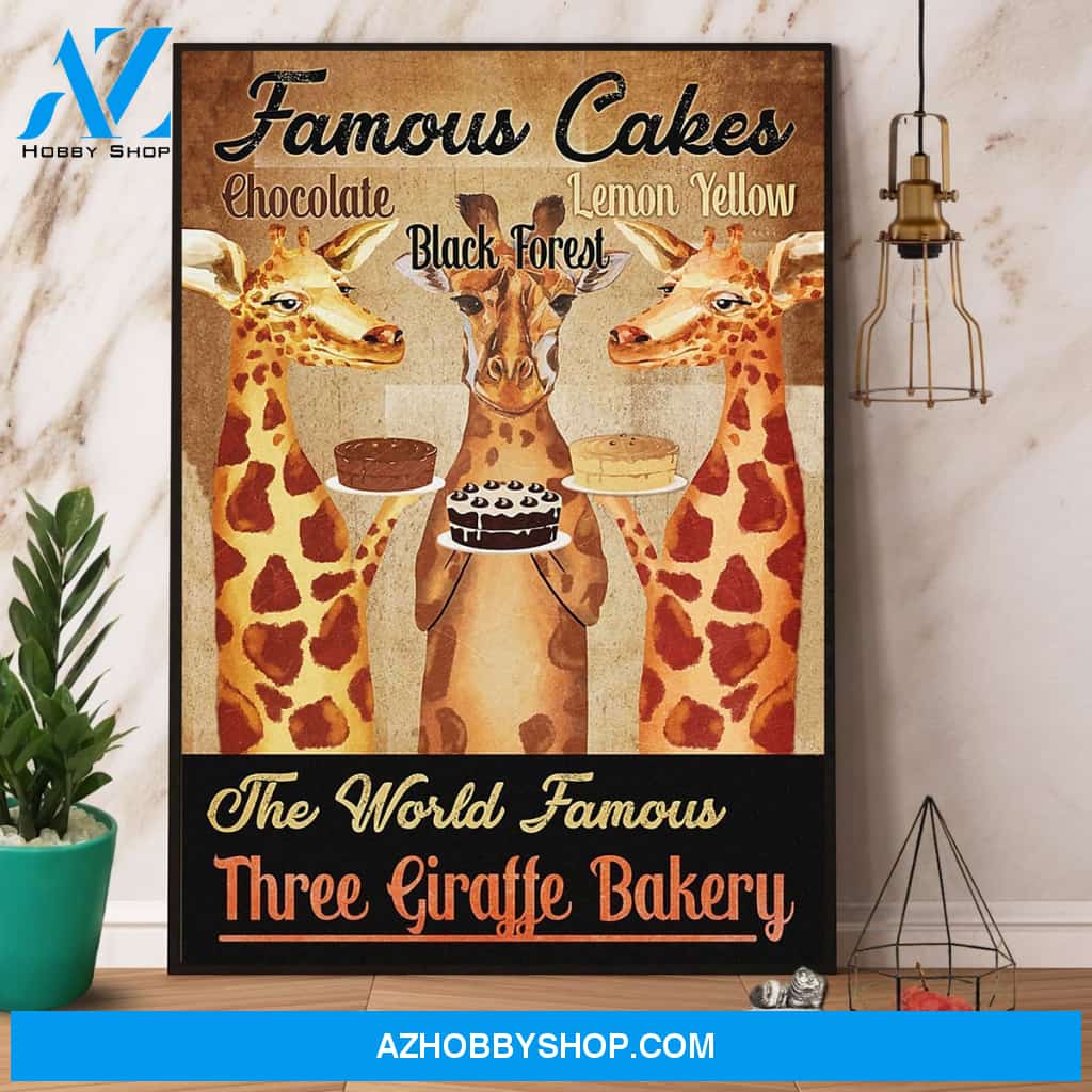 Giraffe Famous Cakes The World Famous Three Giraffe Bakery Canvas And Poster, Wall Decor Visual Art