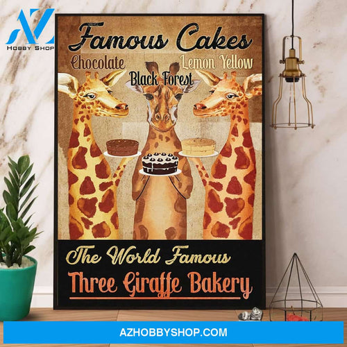 Giraffe Famous Cakes The World Famous Three Giraffe Bakery Canvas And Poster, Wall Decor Visual Art