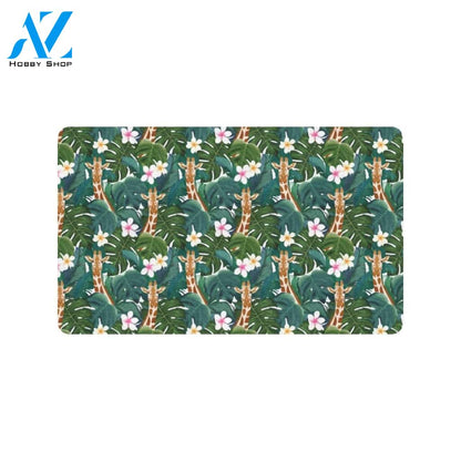 Giraffe Jungle Design Print Rubber Doormat
