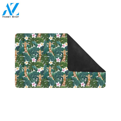Giraffe Jungle Design Print Rubber Doormat