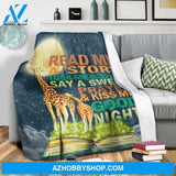 GIRAFFE READ ME A STORY PRAYER AND KISS ME GOOD NIGHT - FLEECE BLANKET Gift For Giraffe Lover Birthday Gift Family Friend Home Decor Bedding Couch Sofa Soft And Comfy Cozy