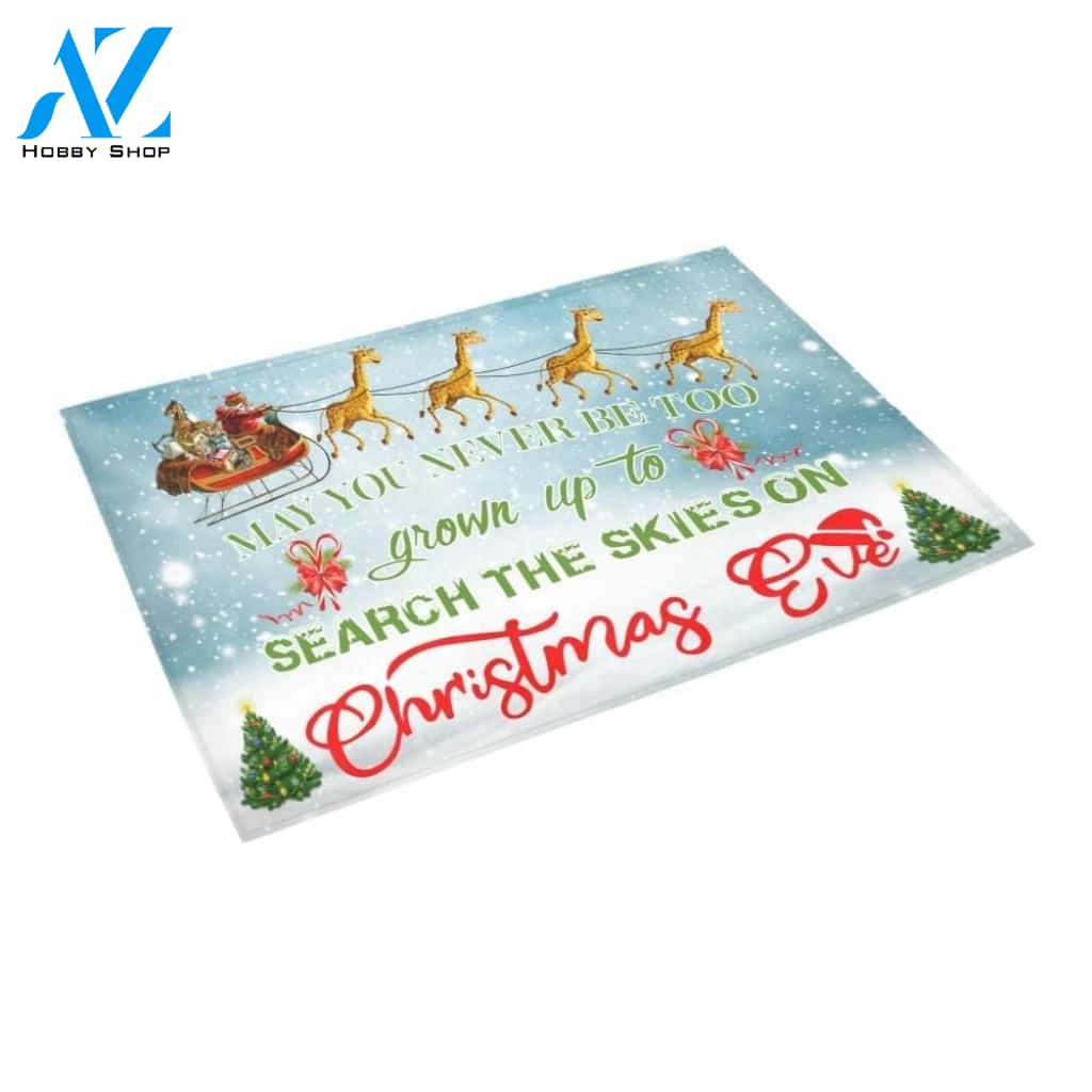 Giraffe Santa Search The Skies On Christmas Eve Printed Doormat Home Decor