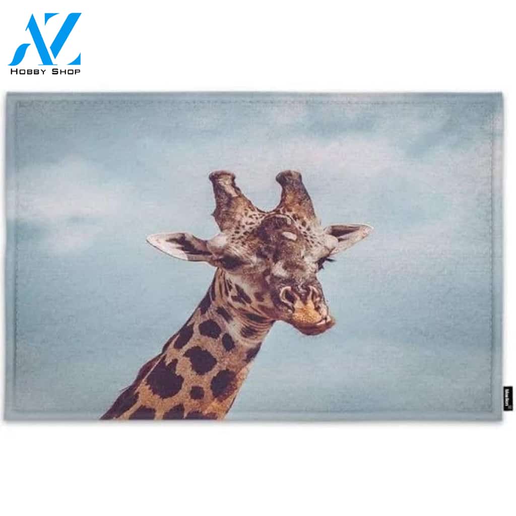 Giraffe Under Clear Sky Animal Doormat Indoor and Outdoor Mat Entrance Rug Sweet Home Decor Housewarming Gift Gift for Giraffe Lovers Wildlife Animals Lovers