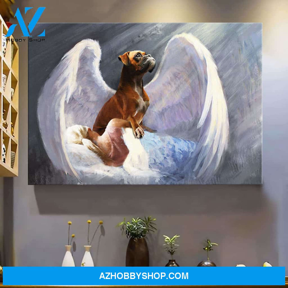 Girl and Boxer with beautiful wings Boxer Landscape Canvas Prints - Wall Art
