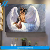 Girl and German Shepherd with beautiful wings German Shepherd Landscape Canvas Prints - Wall Art