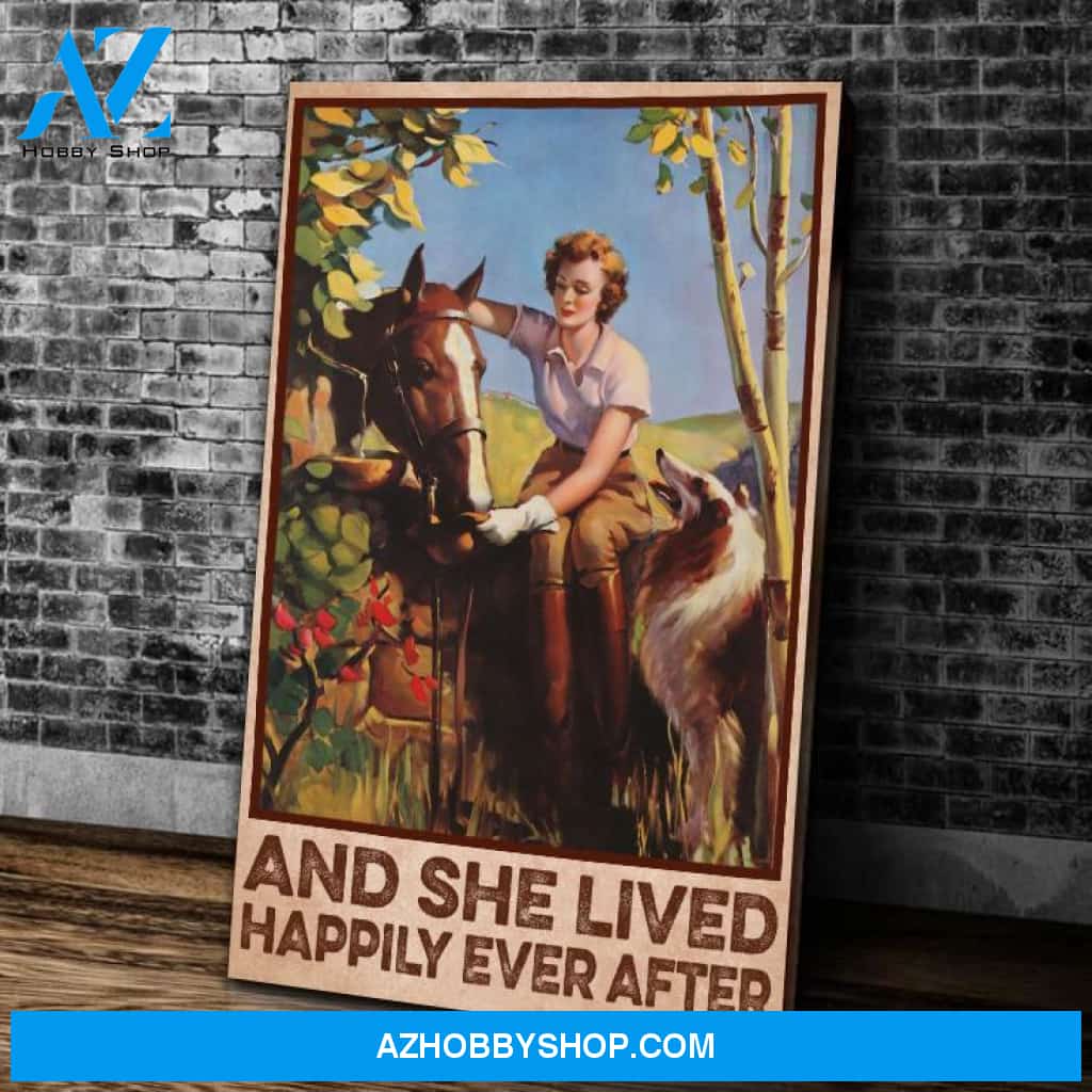 Girl And Horse And They Lived Happily Canvas WAll Art, Gift For Horse Lovers, Horse Wall Art Canvas