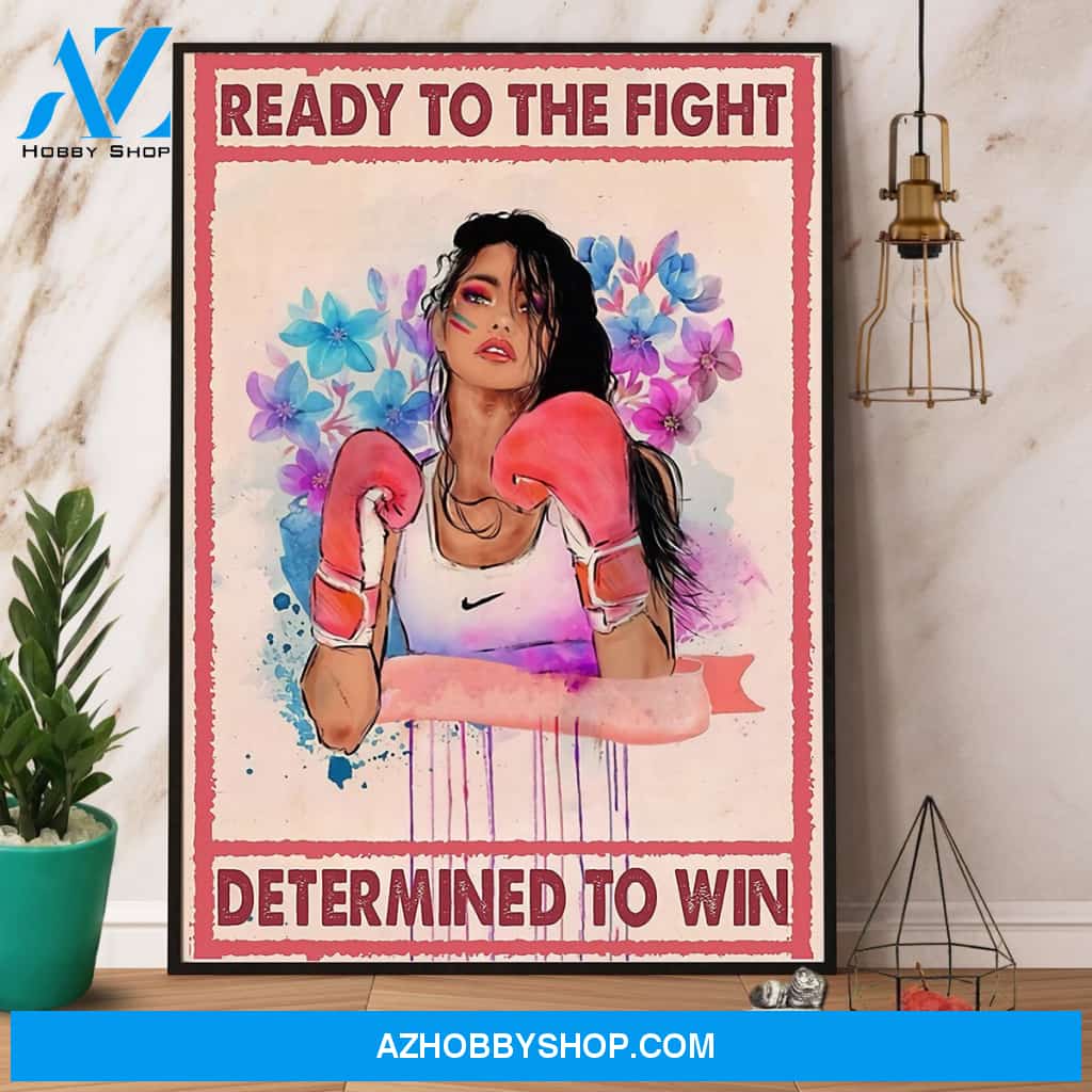 Girl Boxing Ready To The Fight Determined To Win Canvas And Poster, Wall Decor Visual Art