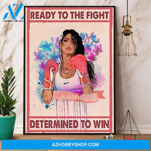 Girl Boxing Ready To The Fight Determined To Win Canvas And Poster, Wall Decor Visual Art