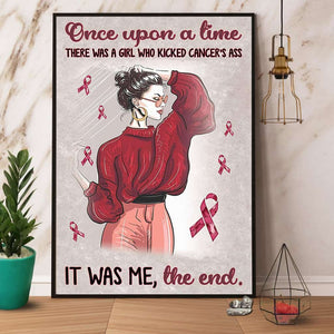 Girl Breast Cancer There Was A Girl Who Kicked Cancer'S Ass Paper Poster No Frame Matte Canvas Wall Decor