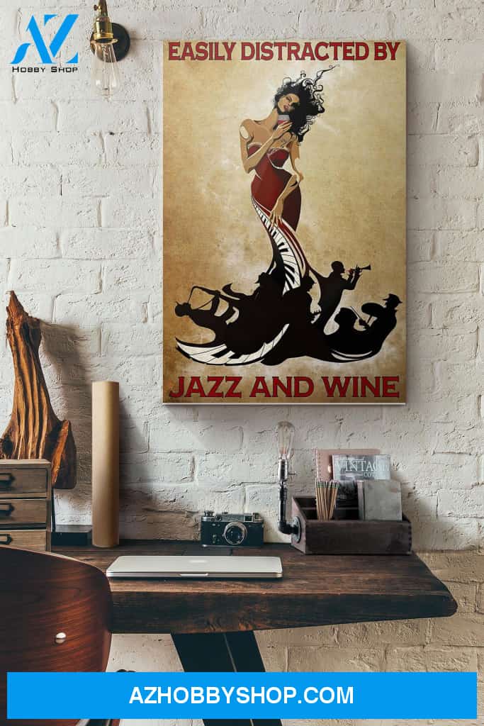 Girl Easily Distracted By Jazz And Wine Book Page Canvas And Poster, Wall Decor Visual Art