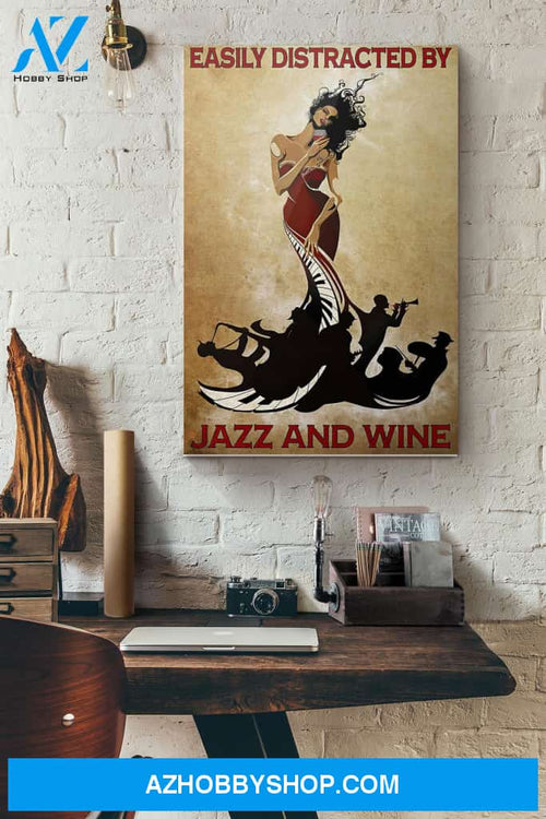 Girl Easily Distracted By Jazz And Wine Book Page Canvas And Poster, Wall Decor Visual Art