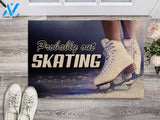Girl Ice Skating Probably Out Skating Doormat | Welcome Mat | House Warming Gift