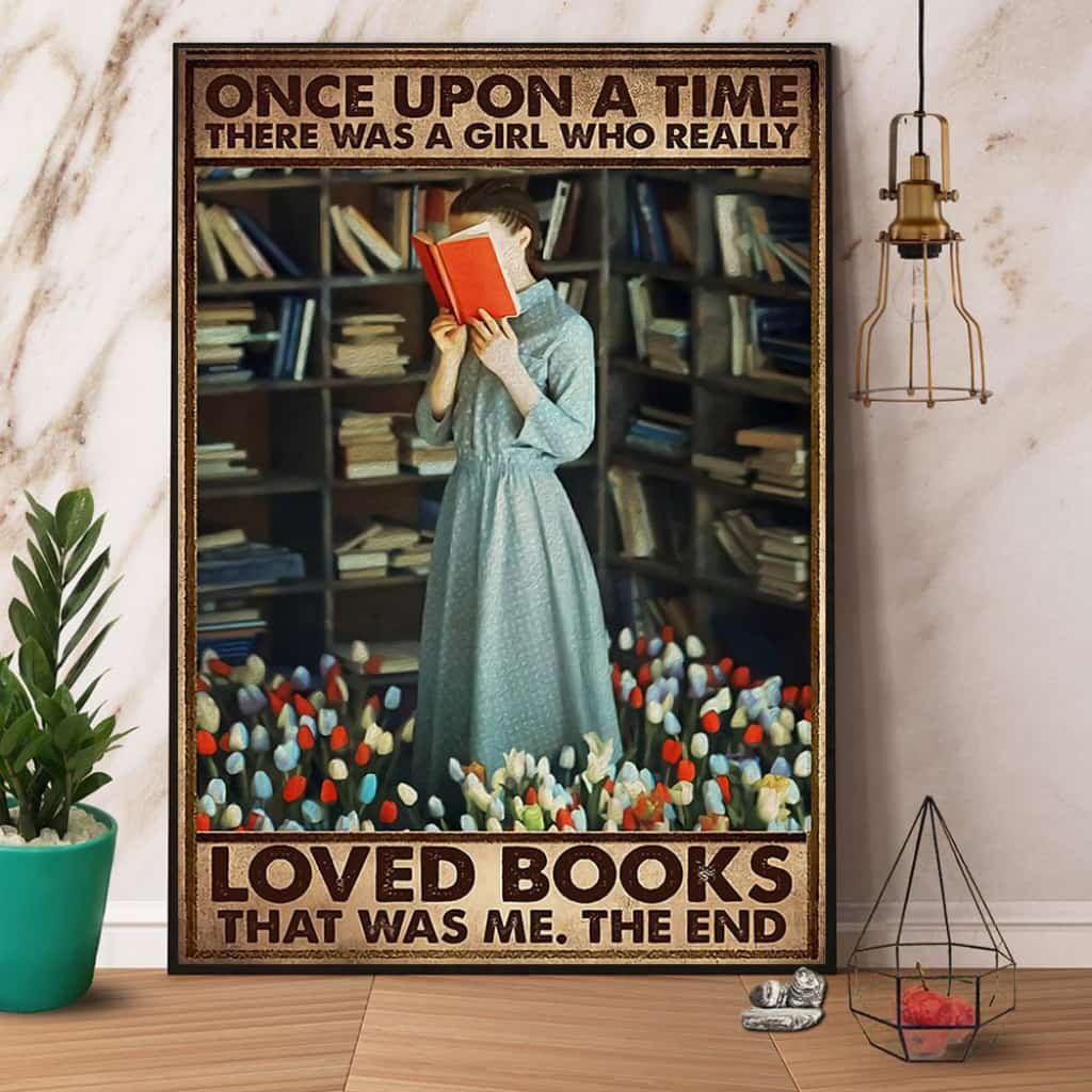 Girl Reads Book A Girl Who Really Loved Books Paper Poster No Frame Matte Canvas Wall Decor