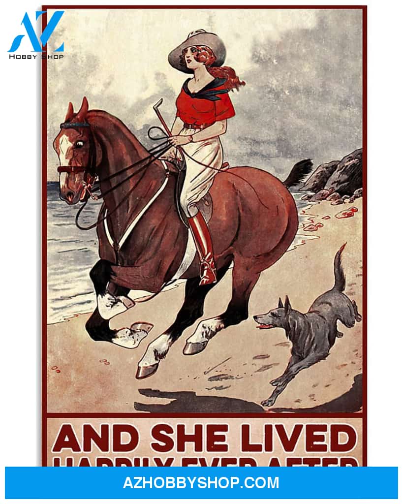 Girl Riding Horse And They Lived Happily Canvas WAll Art, Gift For Horse Lovers, Horse Wall Art Canvas
