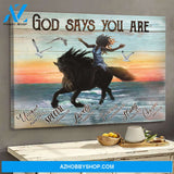 Girl riding horse - God says you are Jesus Landscape Canvas Prints, Wall Art