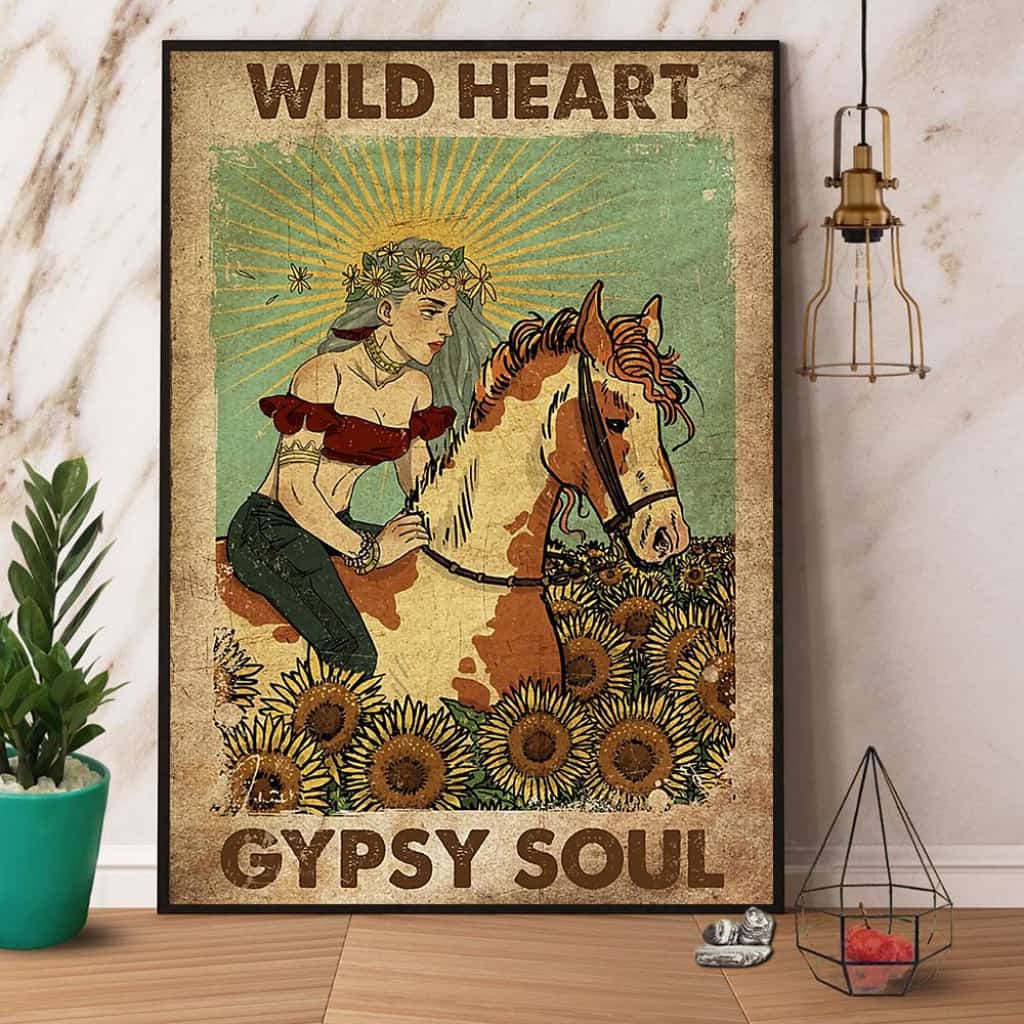 Girl Riding Horse Wild Heart Gypsy Soul Paper Poster No Frame Matte Canvas Wall Decor